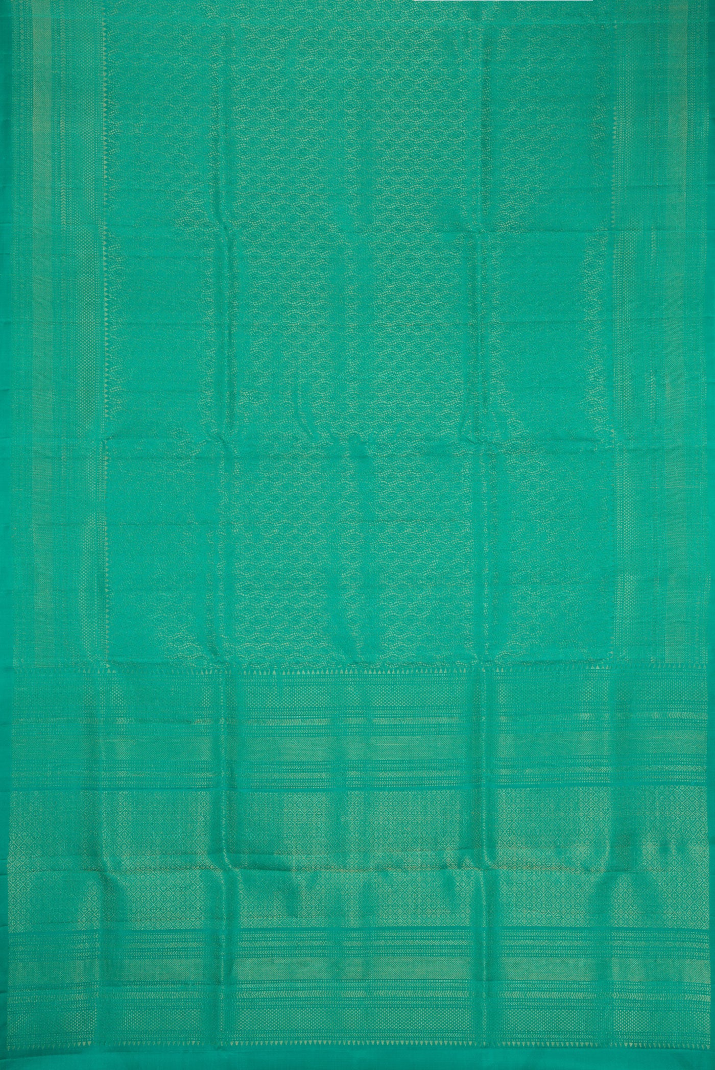 Flat view of Sea Green Dual Tone Soft Silk Saree with Zari Brocade on the body and Fancy Border. 