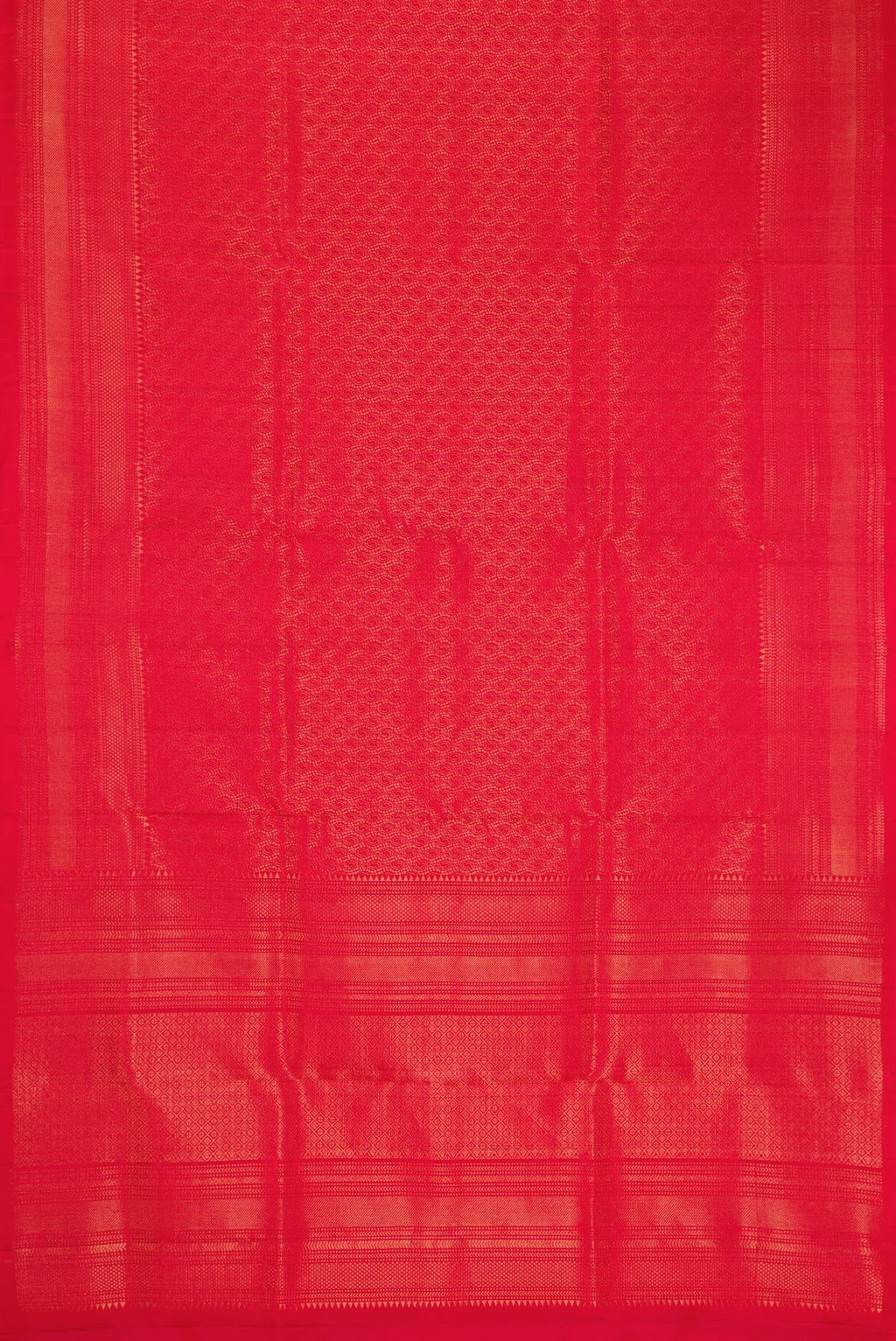 Flat view of Red Dual Tone Soft Silk Saree with Zari Brocade on the body and Zari Border. 