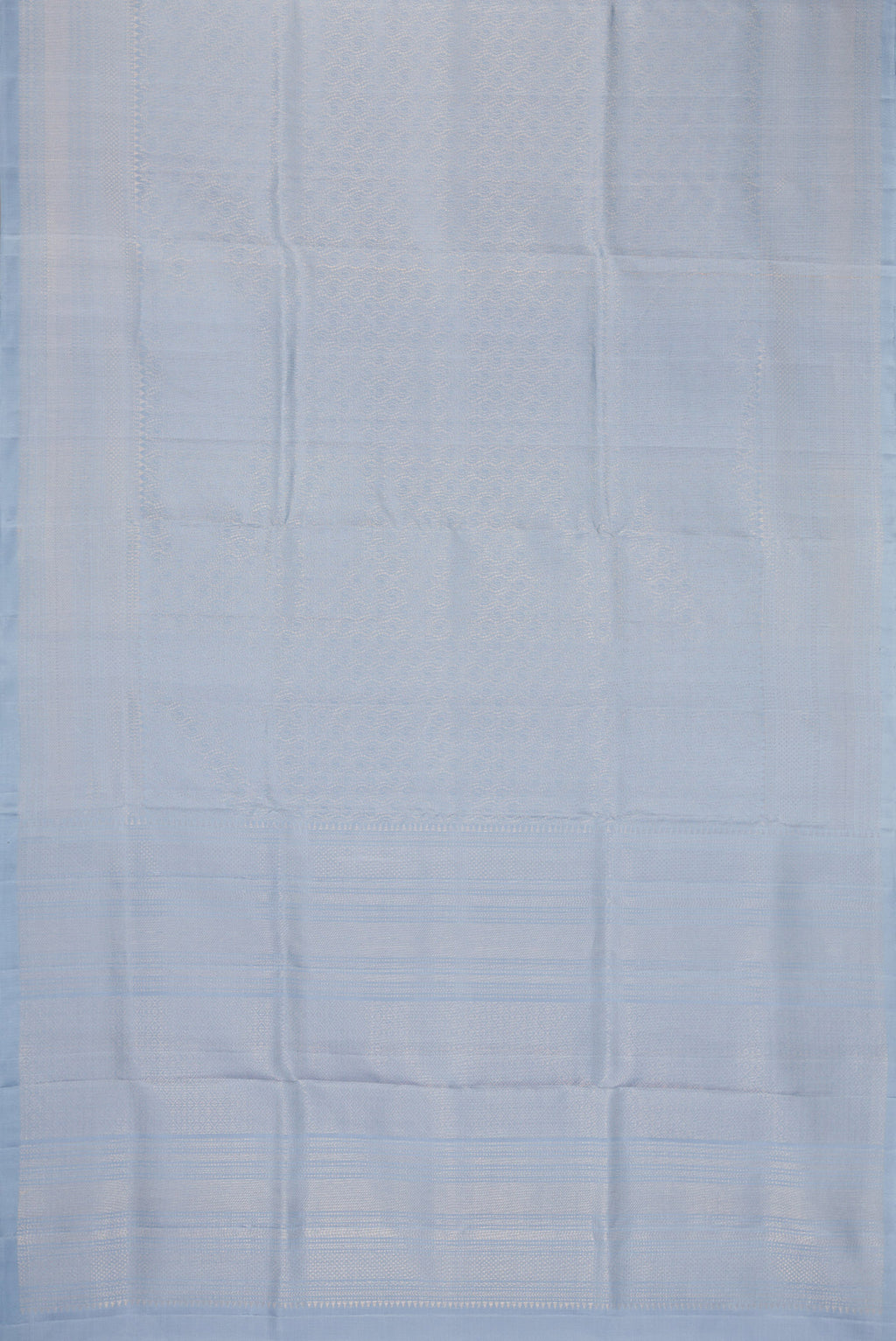 Flat view of Grey Dual Tone Soft Silk Saree with Zari Brocade on the body and Zari Border. 