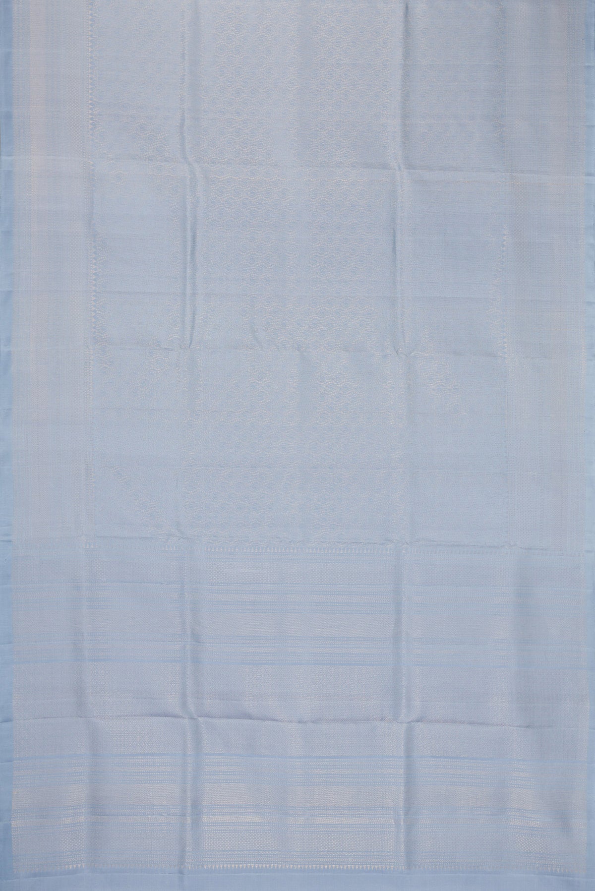 Flat view of Grey Dual Tone Soft Silk Saree with Zari Brocade on the body and Zari Border. 