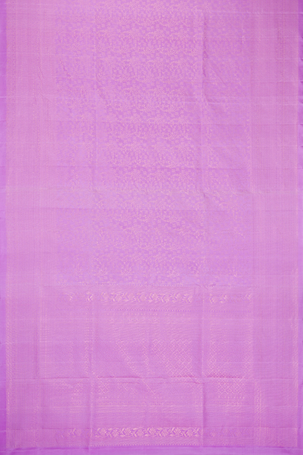 Flat view of Lavender Dual Tone Soft Silk Saree with Zari Brocade on the body and Zari Border. 
