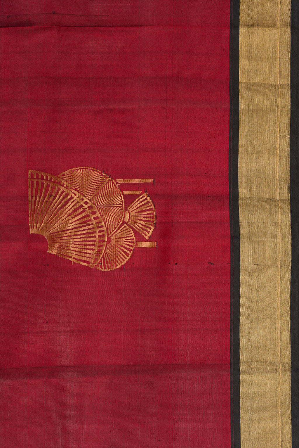 Border image of Maroon Dual Tone Soft Silk Saree with Zari Butta on the body and Zari Border. 