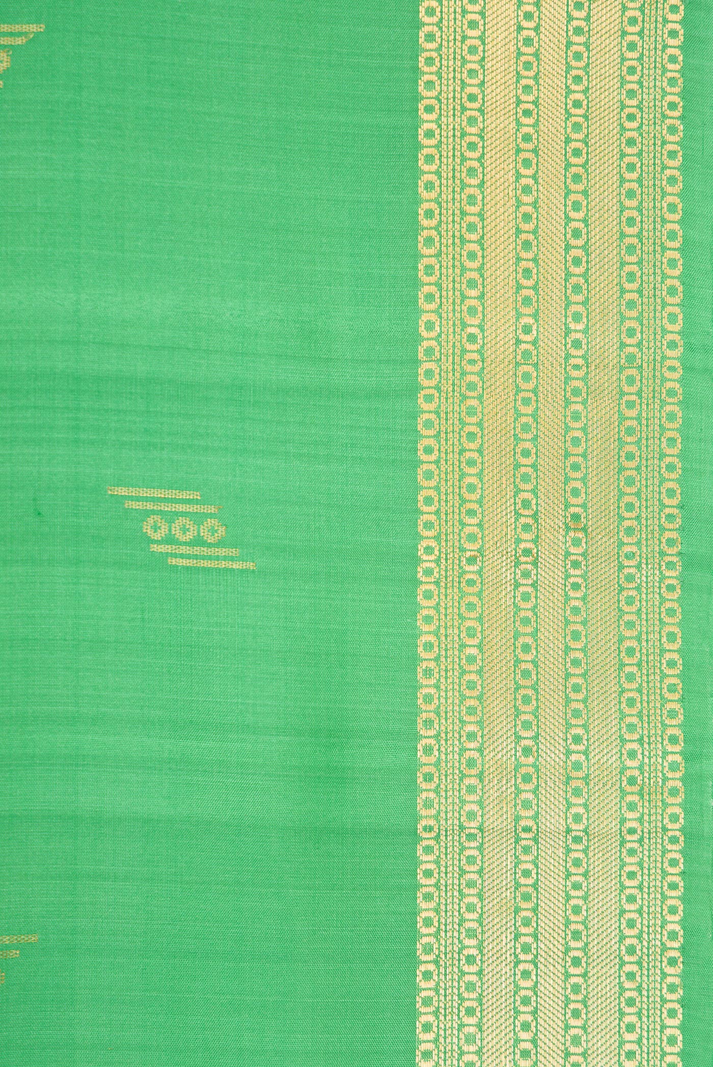Border image of Pista Green Dual Tone Soft Silk Saree with Zari Butta on the body and Zari Border. 