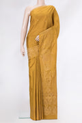 Mustard Dual Tone Soft Silk Saree with Zari Butta on the body and Zari Border.  displayed on a mannequin