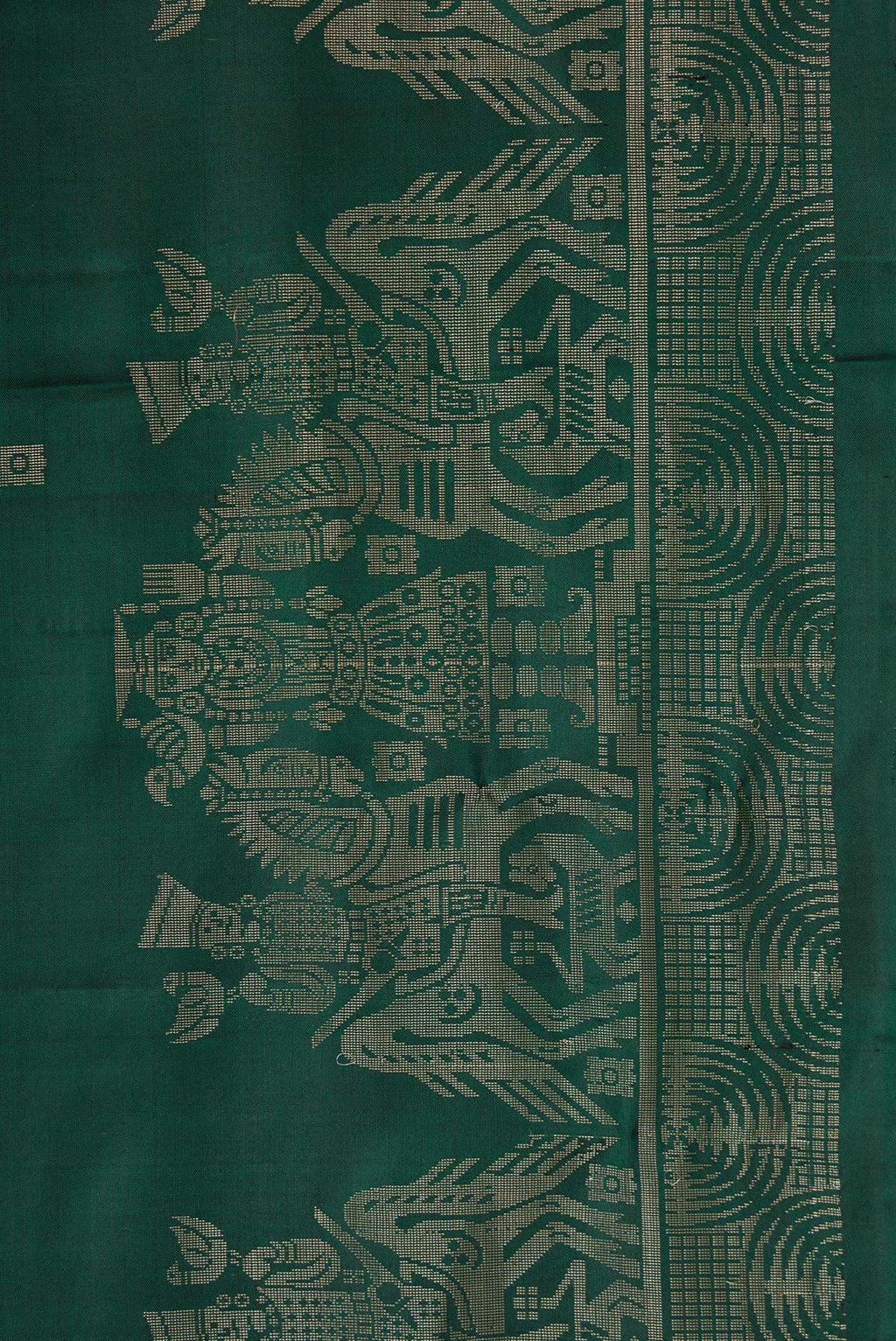 Border image of Bottle Green Dual Tone Soft Silk Saree with Zari Butta on the body and Fancy Border. 