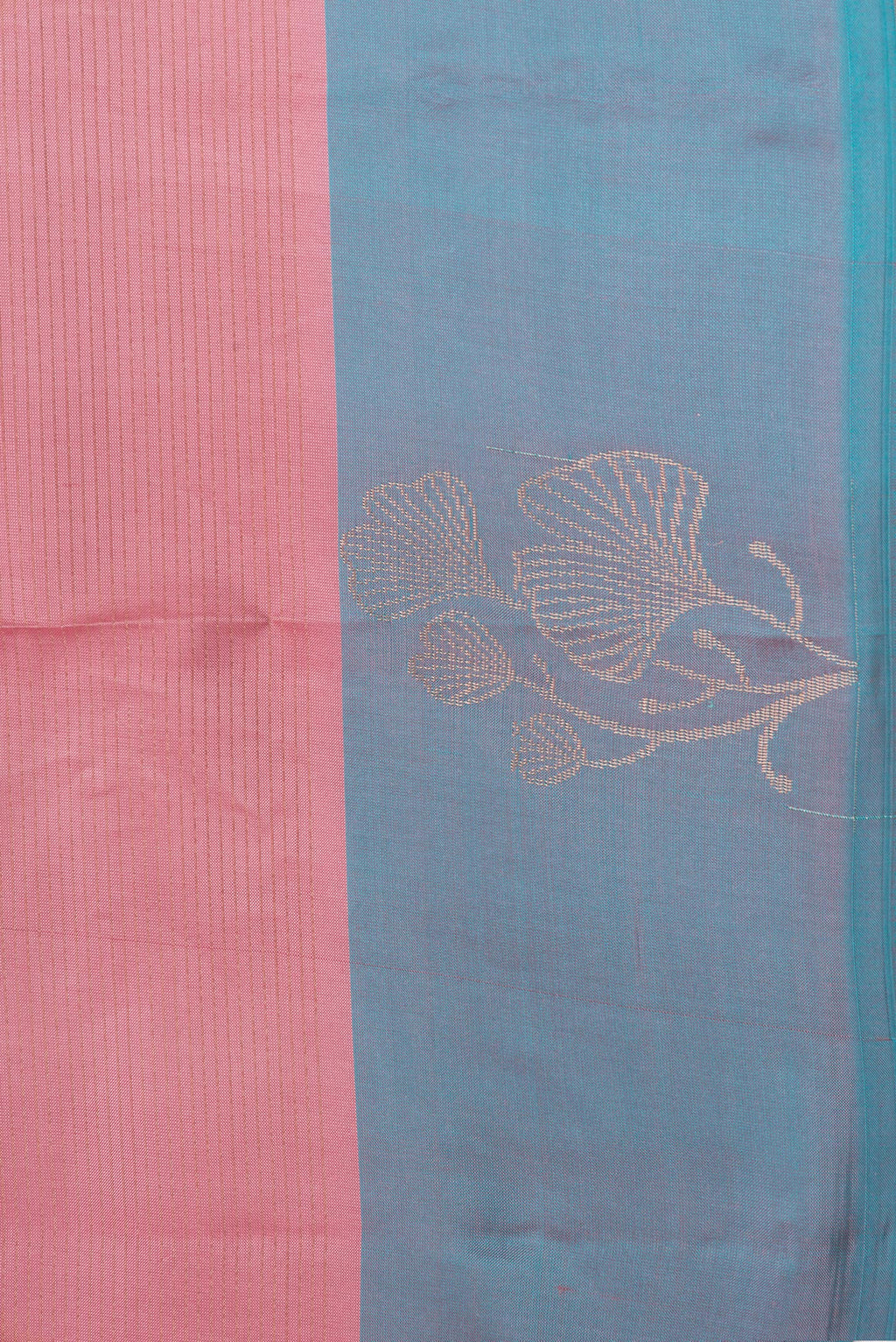 Border image of Pink Dual Tone Soft Silk Saree with Stripes on the body and Fancy Border. 