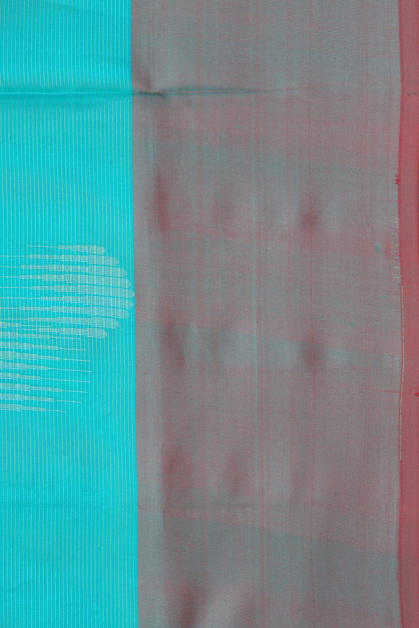 Border image of Sky Blue Dual Tone Soft Silk Saree with Stripes on the body and Fancy Border. 