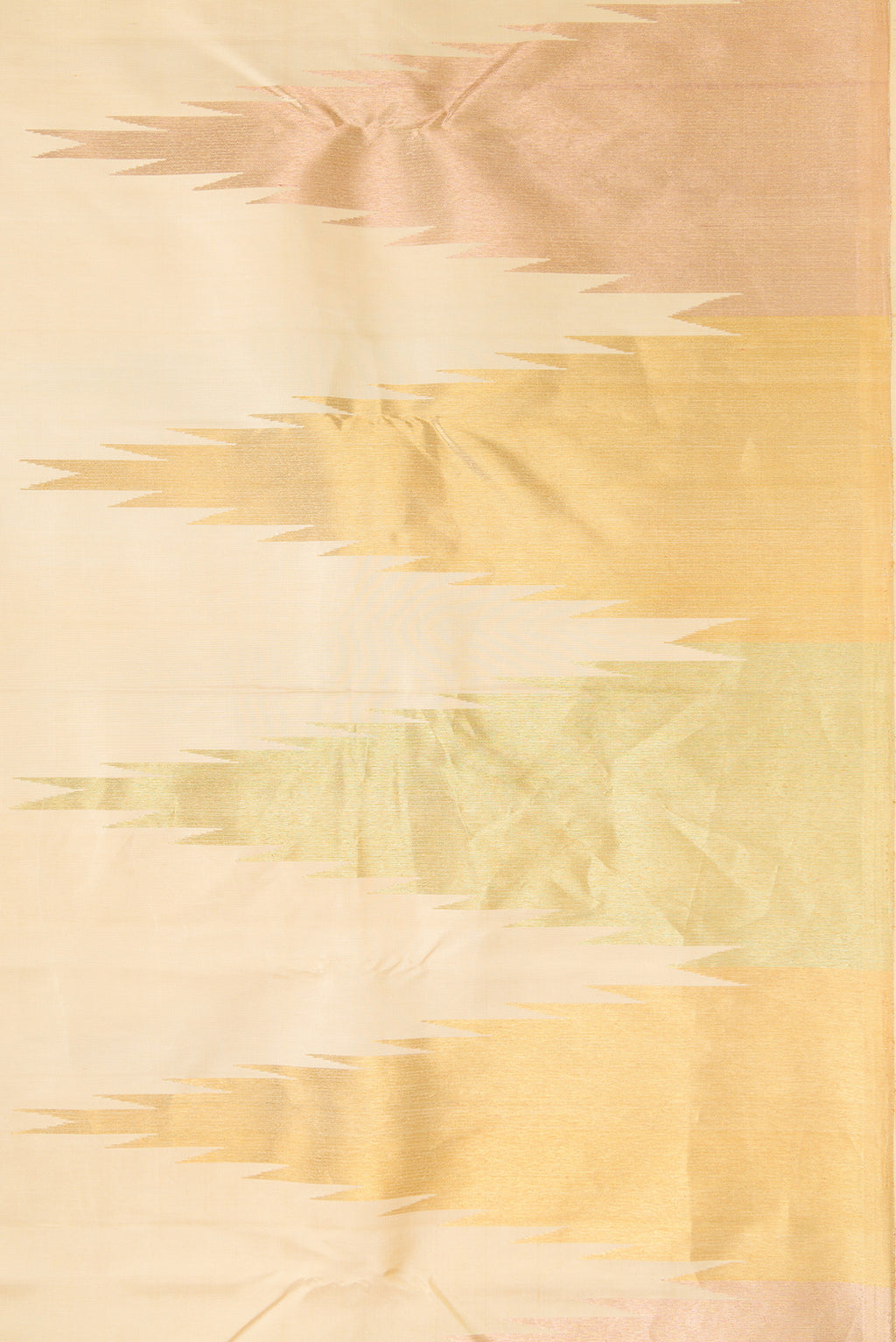 Border image of Sandal Dual Tone Kanjivaram Silk Saree with Plain Body and Temple Border. 