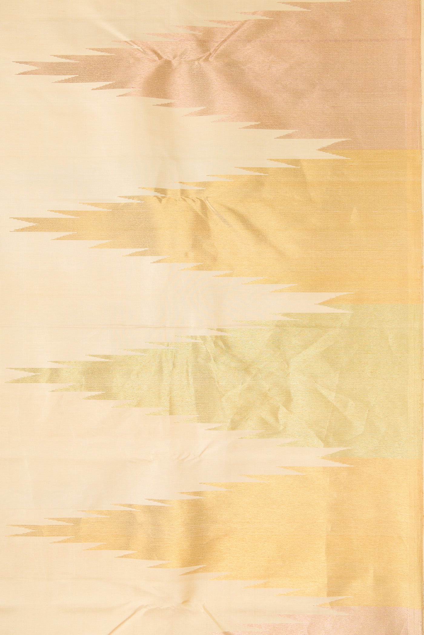Border image of Sandal Dual Tone Kanjivaram Silk Saree with Plain Body and Temple Border. 