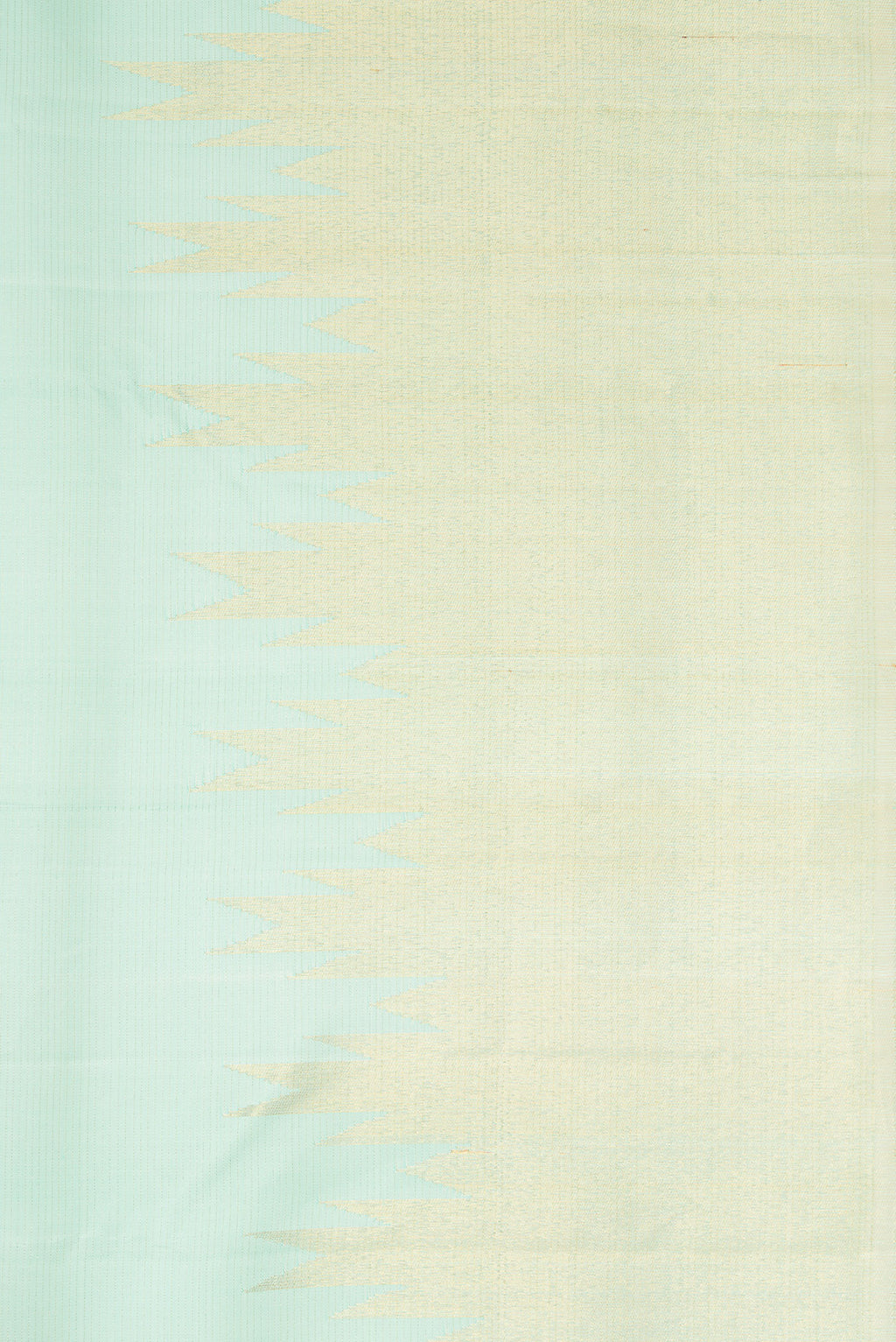 Border image of Light Blue Dual Tone Kanjivaram Silk Saree with Stripes on the body and Rising Temple Border. 