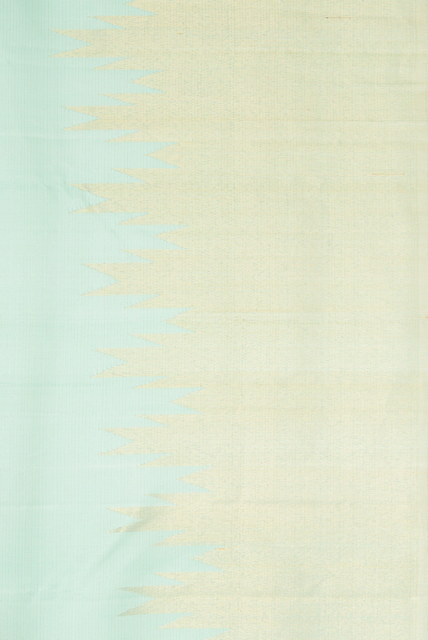 Border image of Light Blue Dual Tone Kanjivaram Silk Saree with Stripes on the body and Rising Temple Border. 