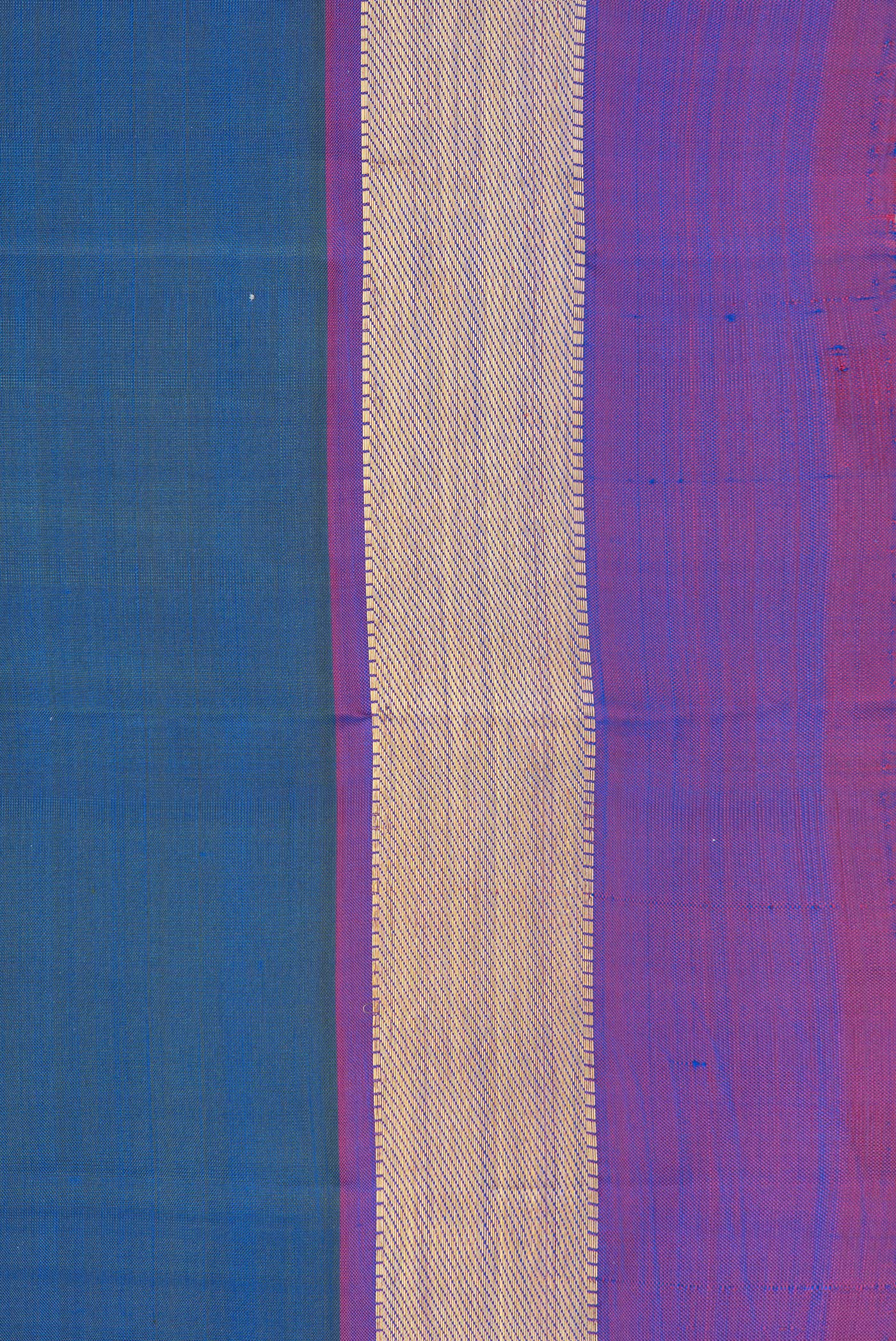 Border image of Peacock Blue Dual Tone Kanjivaram Silk Saree with Zari Butta on the body and Zari Border. 