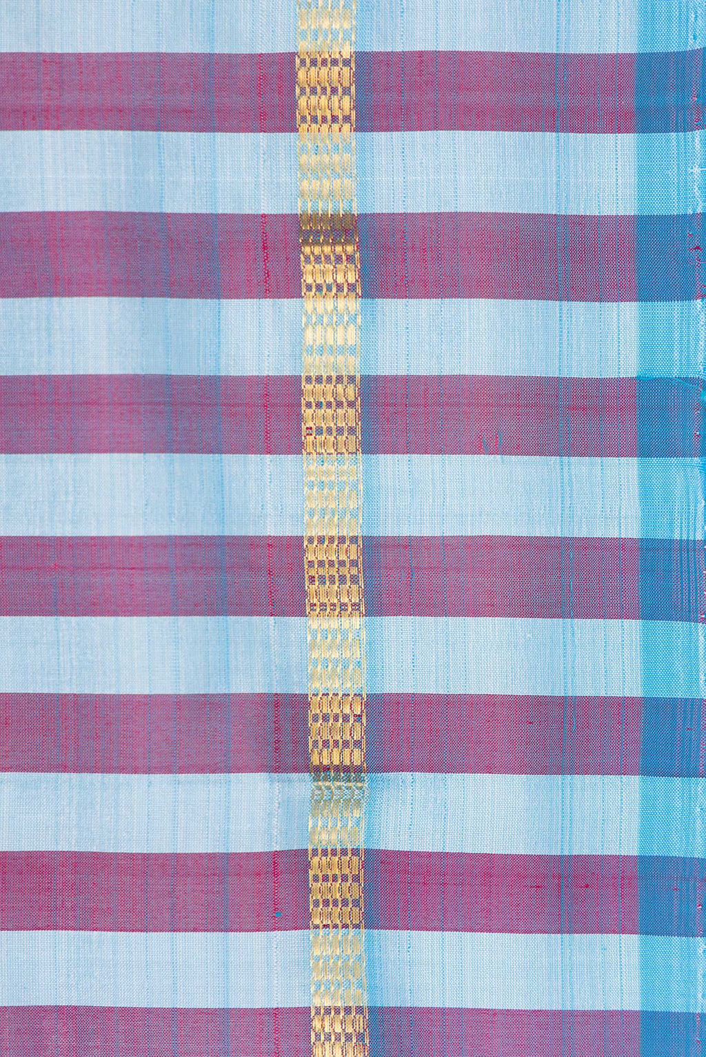 Border image of Blue and Maroon Color Kanchipuram Silk Saree with Stripes on the body and Zari Border. 
