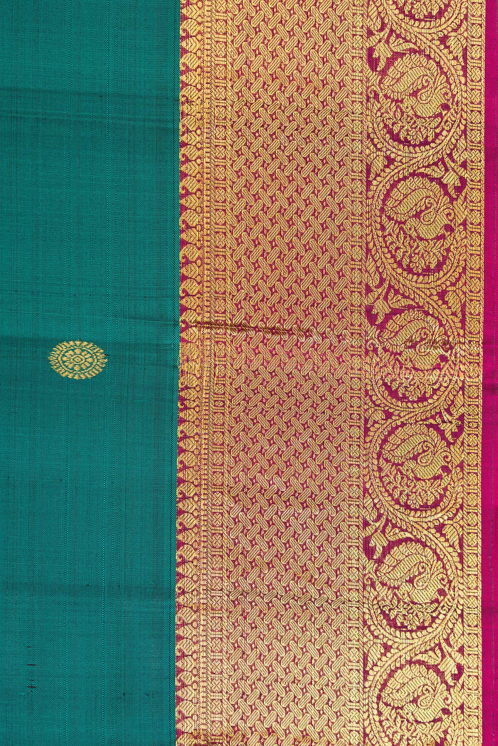 Border image of Green Dual Tone Kanjivaram Silk Saree with Zari Butta on the body and Zari Border. 