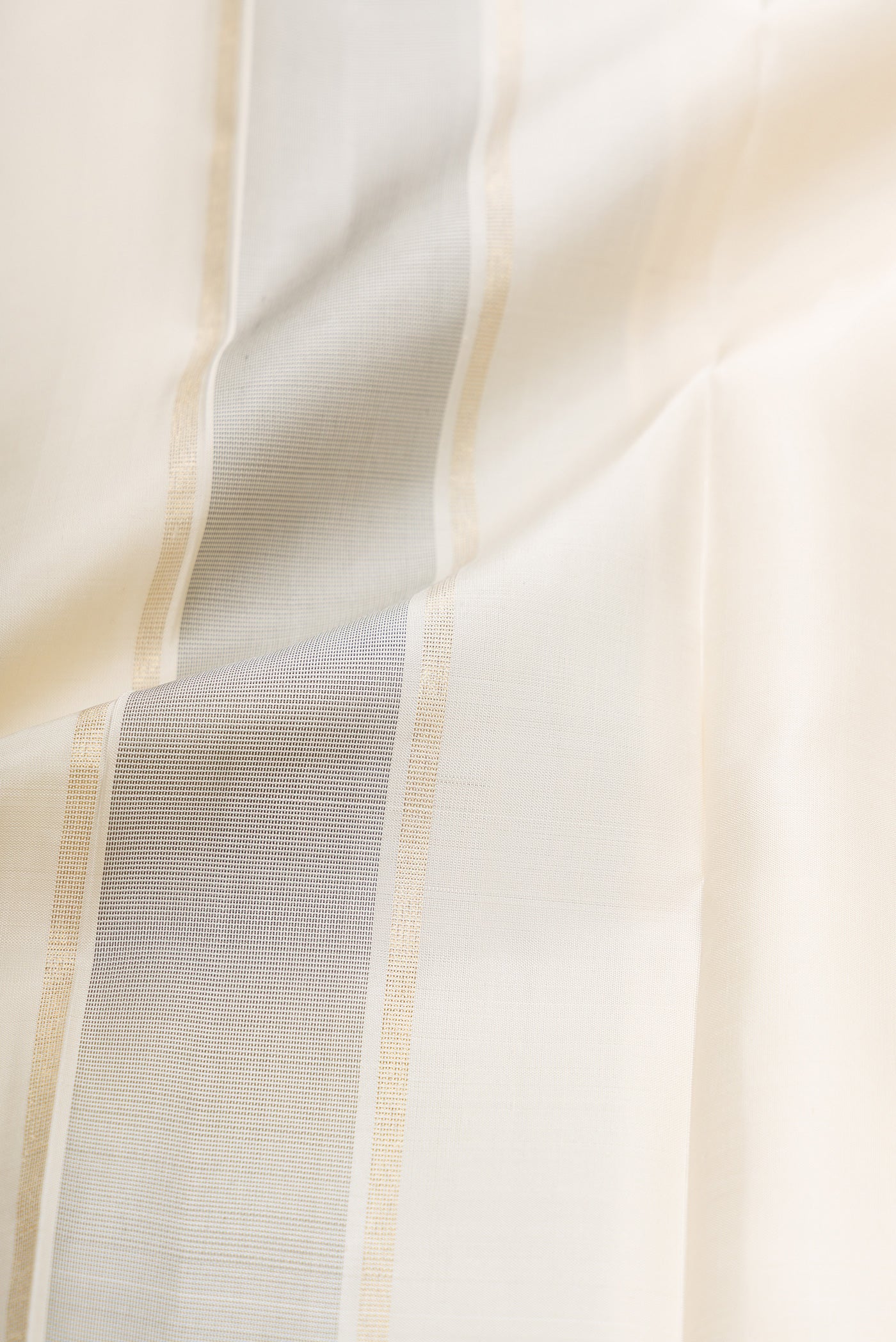 Off White Silk Dhoti With Angavastram (9X 5) Muzham with Plain Body and Zari Border