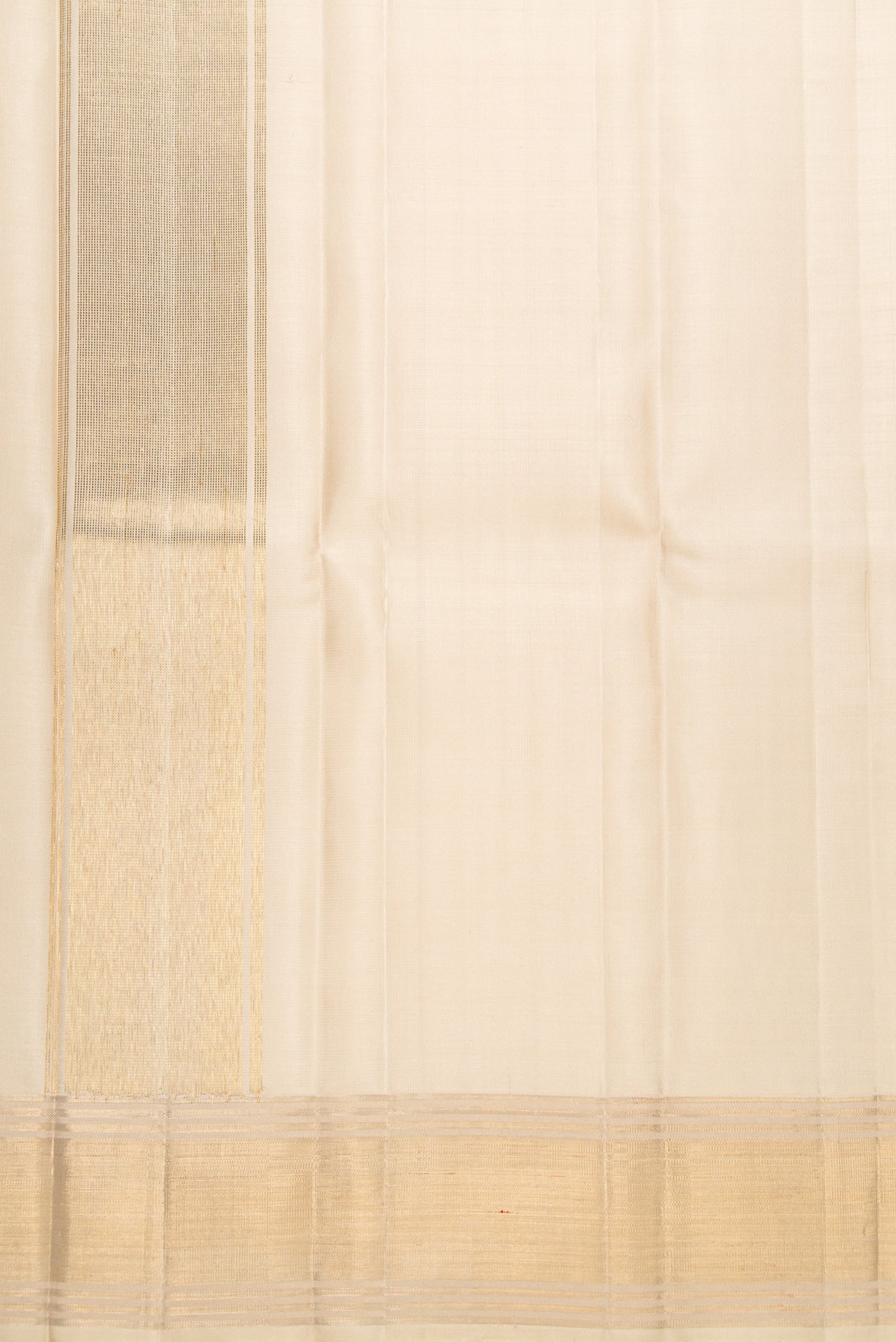 Beige Silk Dhoti With Angavastram (9X 5) Muzham with Plain Body and Zari Border