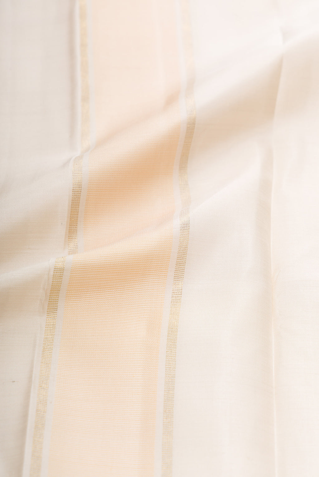 Off White Silk Dhoti With Angavastram (9X 5) Muzham with Plain Body and Zari Border