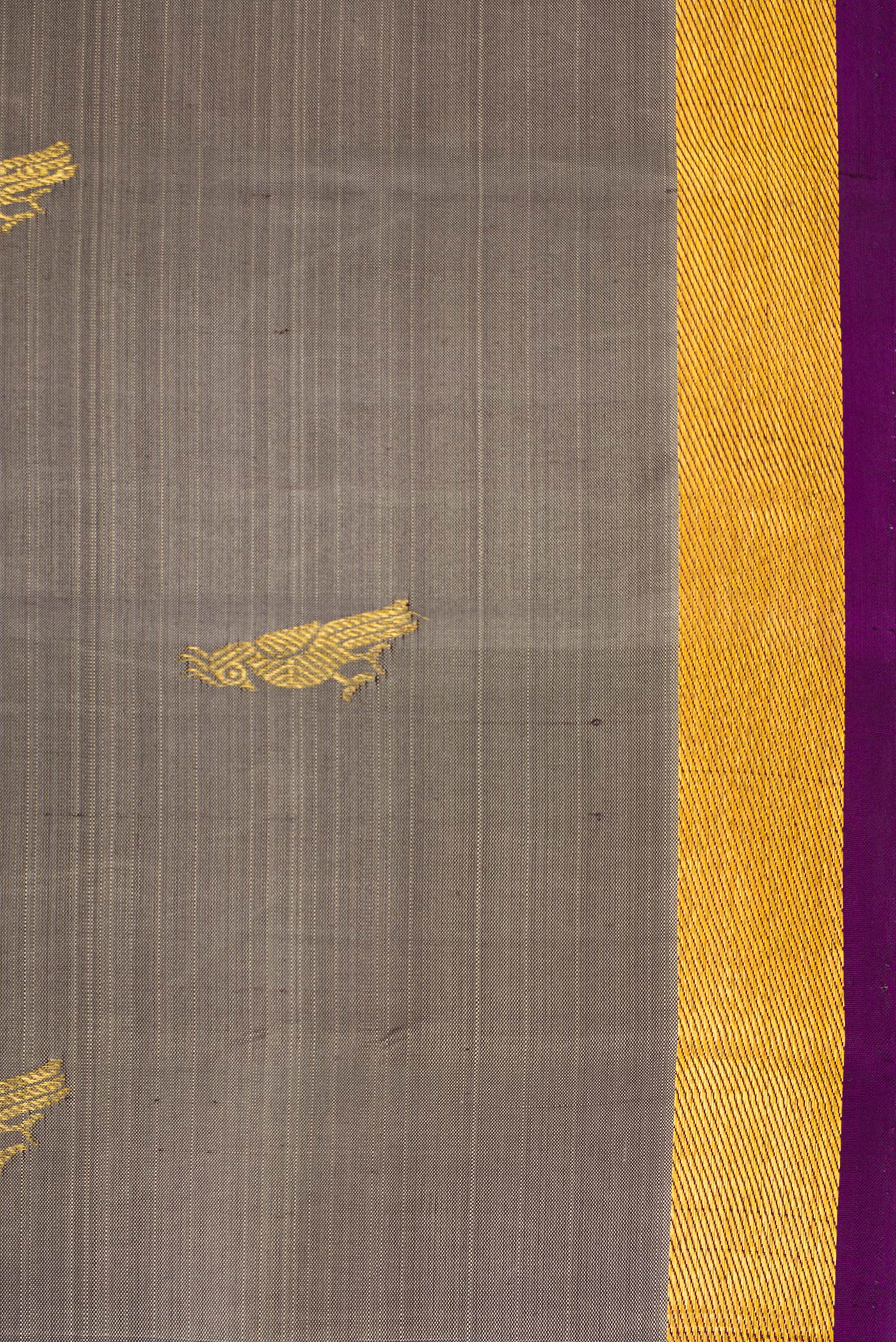 Border image of Grey Dual Tone Kanchipuram Silk Saree with Zari Butta on the body and Zari Border. 