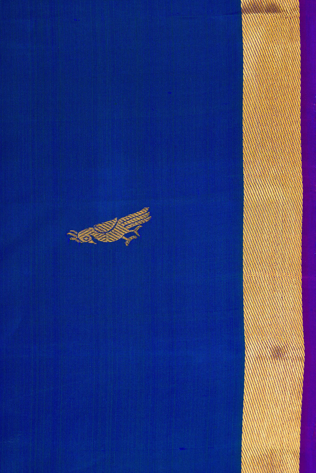 Border image of Royal Blue Dual Tone Kanchipuram Silk Saree with Zari Butta on the body and Zari Border. 