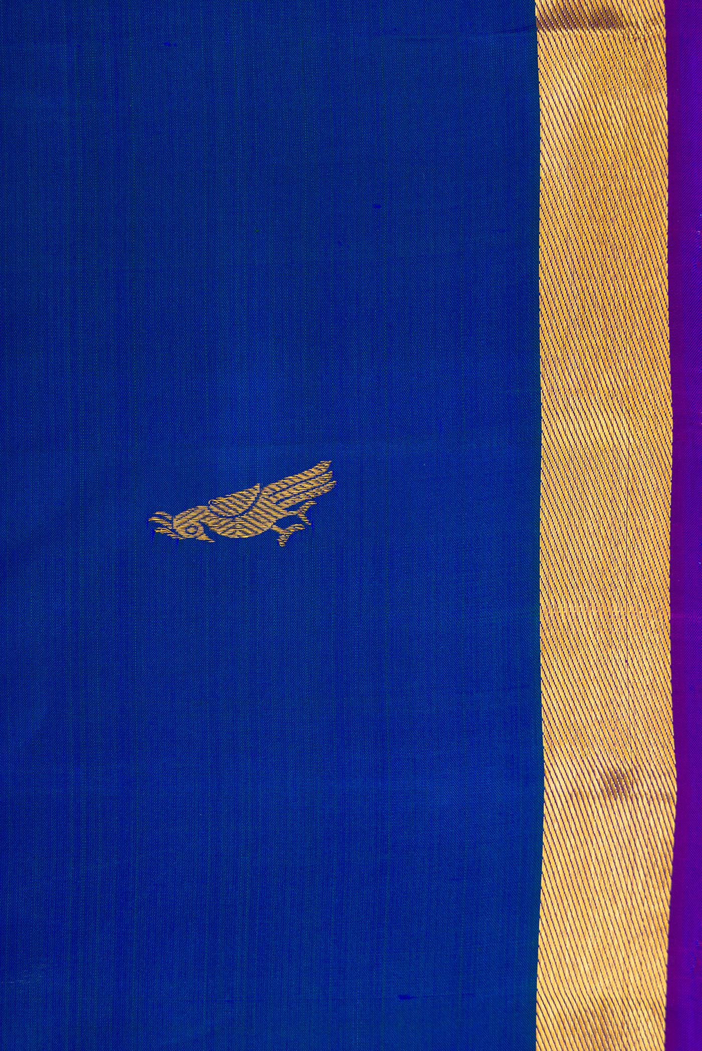 Border image of Royal Blue Dual Tone Kanchipuram Silk Saree with Zari Butta on the body and Zari Border. 