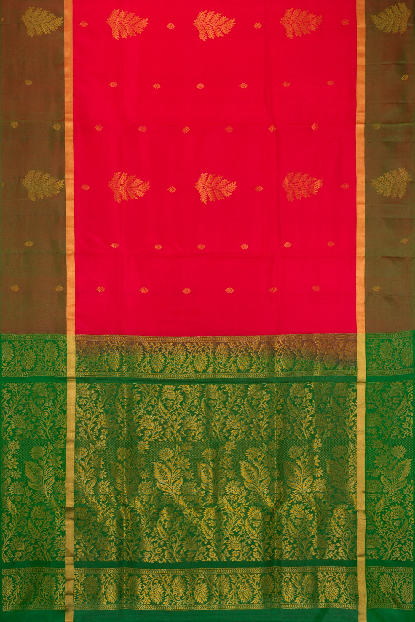 Pink Soft Silk Saree with Zari Butta on the body and Fancy Border.  displayed on a mannequin