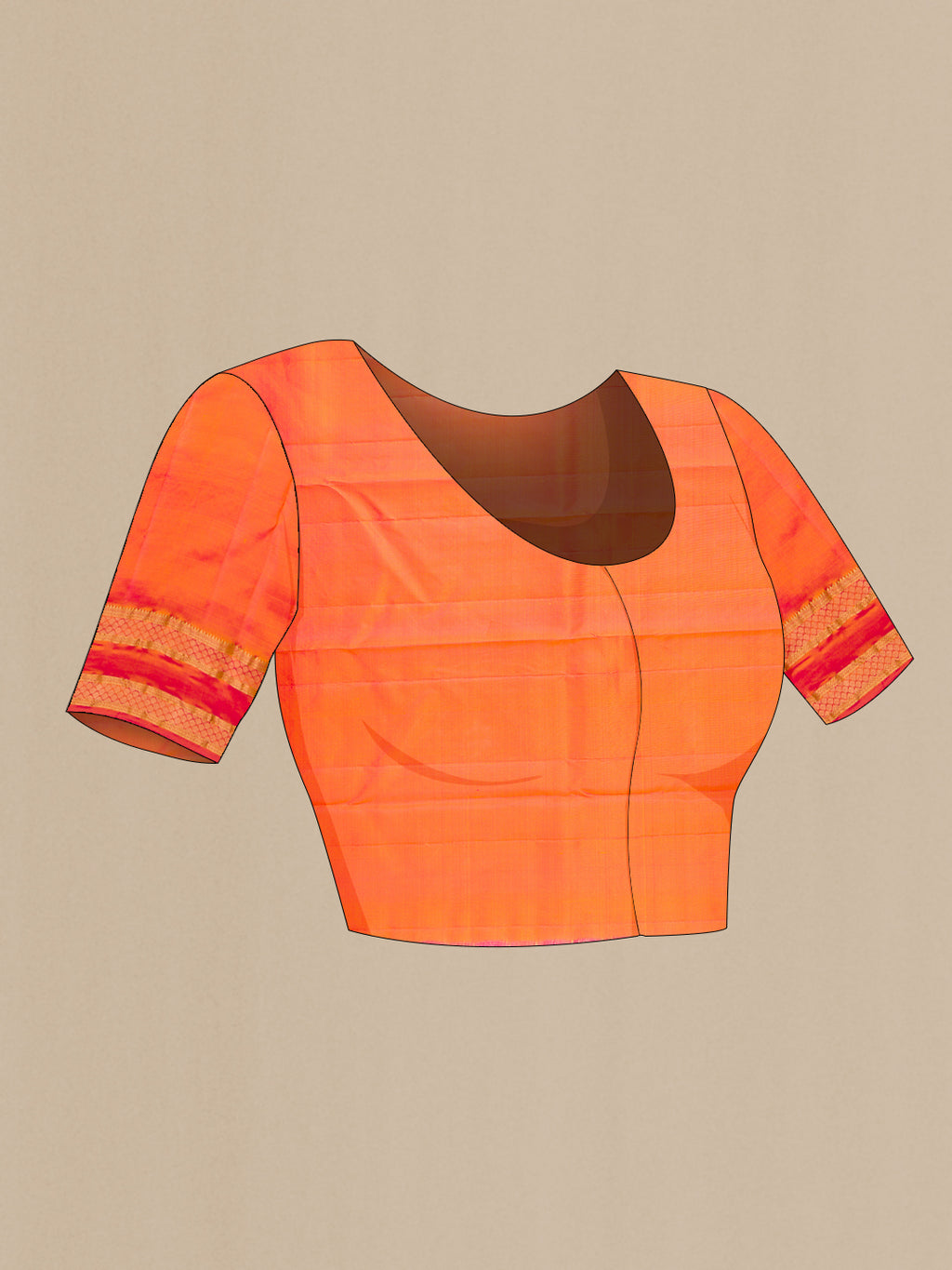 Close up image of the blouse of Yellow Kanchipuram Silk Saree with Zari Butta on the body and Zari Border. 