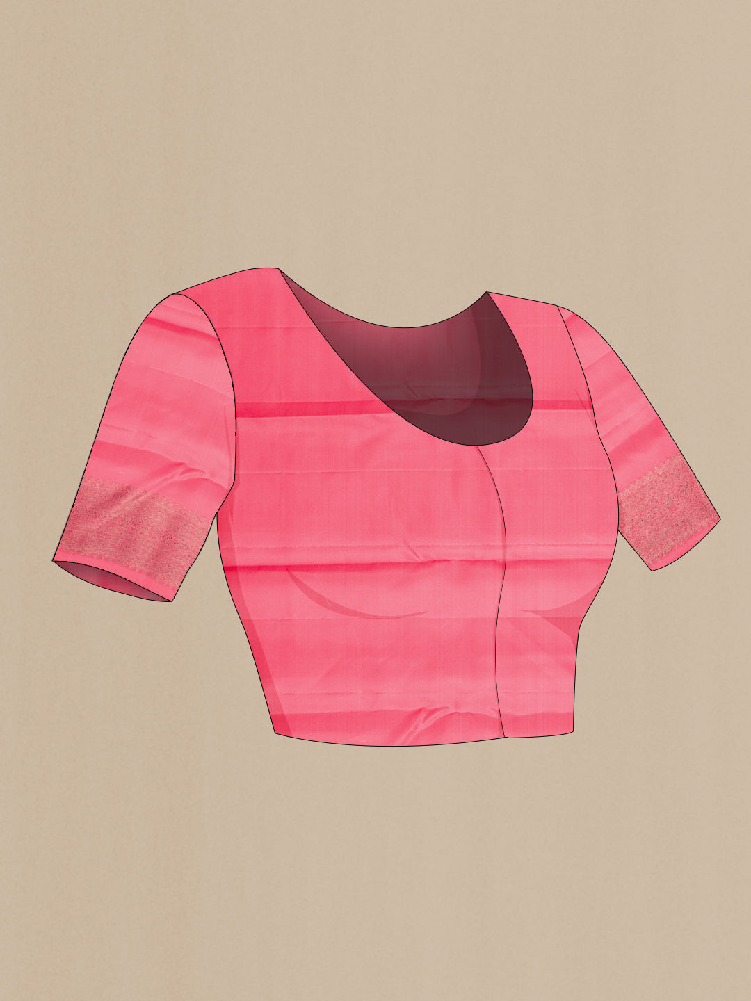 Close up image of the blouse of Pink Dual Tone Kanjivaram Silk Saree with Jacquard design on the body and Fancy Border. 