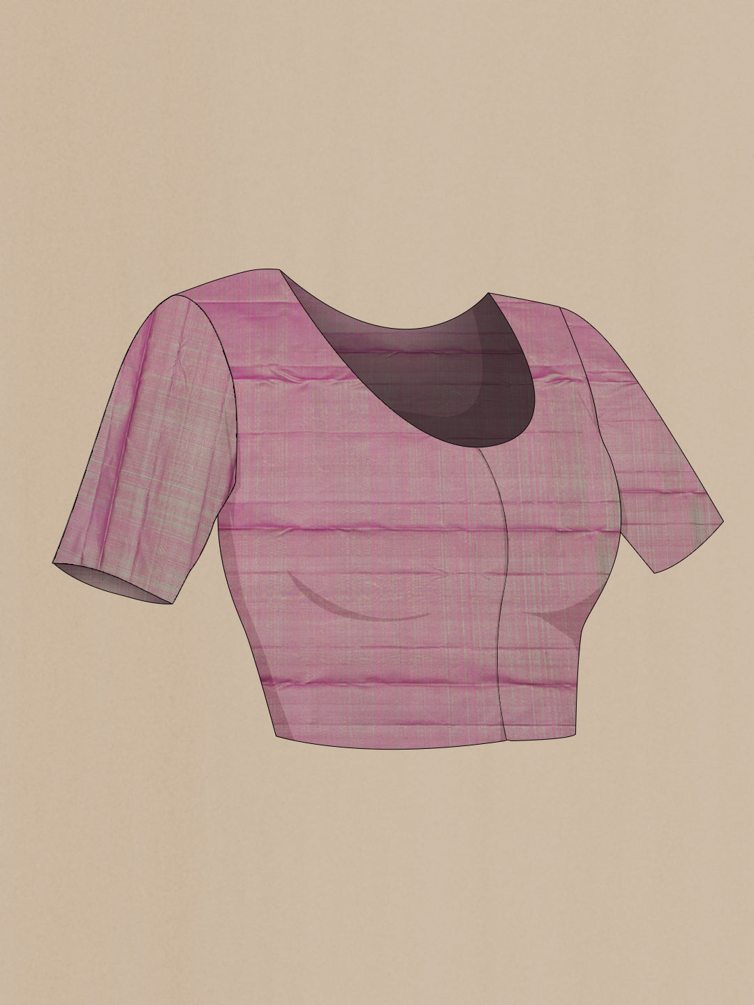 Close up image of the blouse of Pure Silk Pink Kanchipuram Saree with Zari Butta on the body and Fancy Border. 