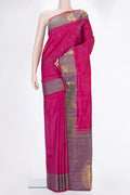 Pure Silk Pink Kanchipuram Saree with Zari Butta on the body and Fancy Border.  displayed on a mannequin