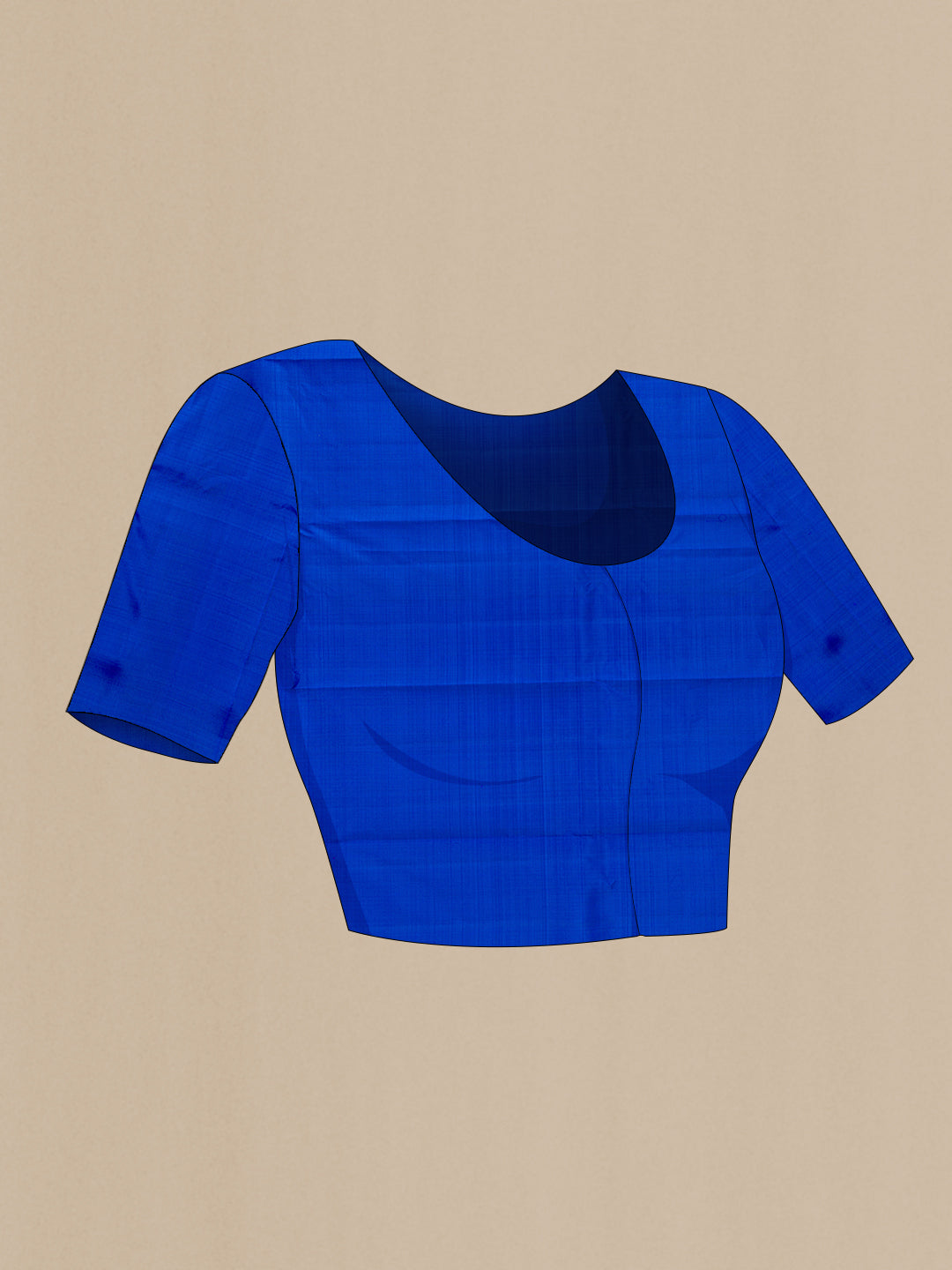 Close up image of the blouse of Blue Kanchipuram Silk Saree with Zari Butta on the body and Fancy Border. 
