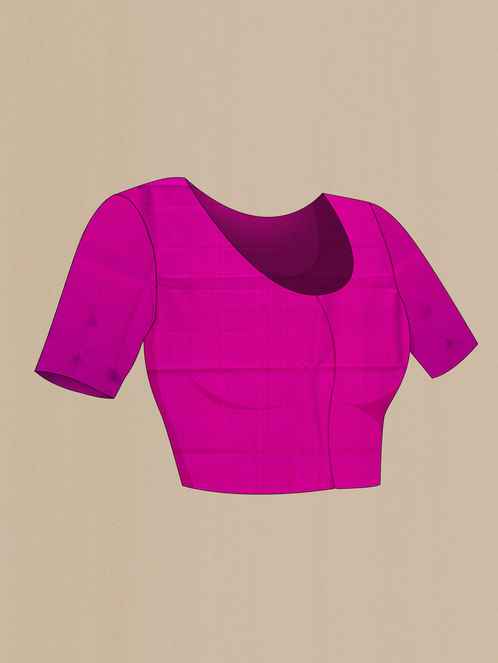 Close up image of the blouse of Dark Pink Kanchipuram Silk Saree with Zari Butta on the body and Fancy Border. 