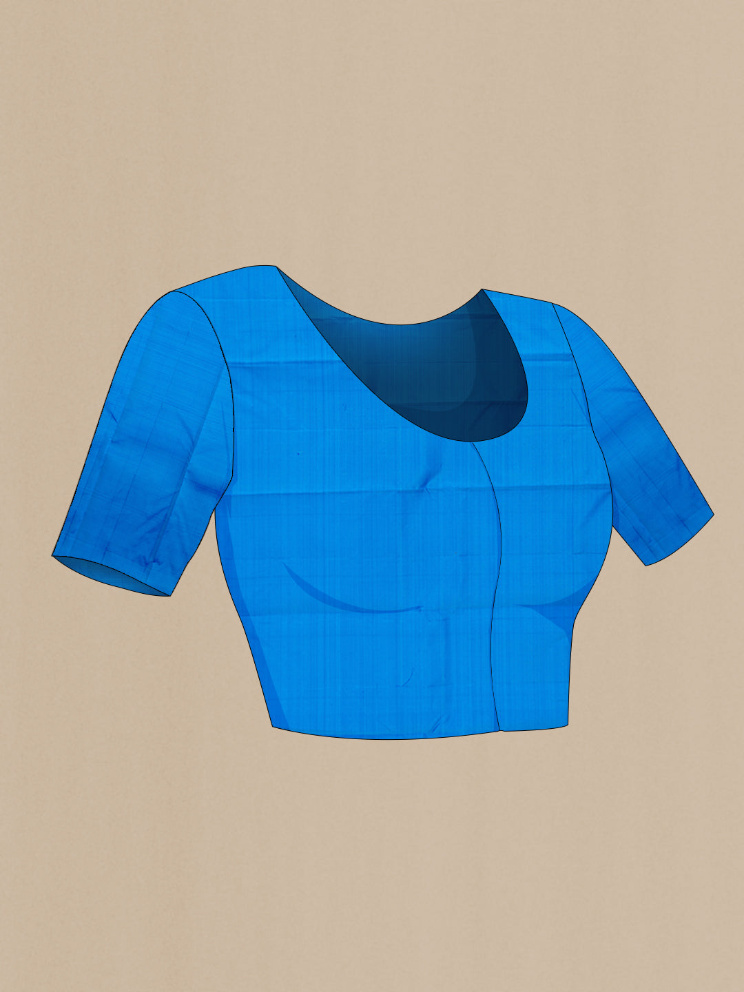 Close up image of the blouse of Sky Blue Kanchipuram Silk Saree with Zari Butta on the body and Fancy Border. 