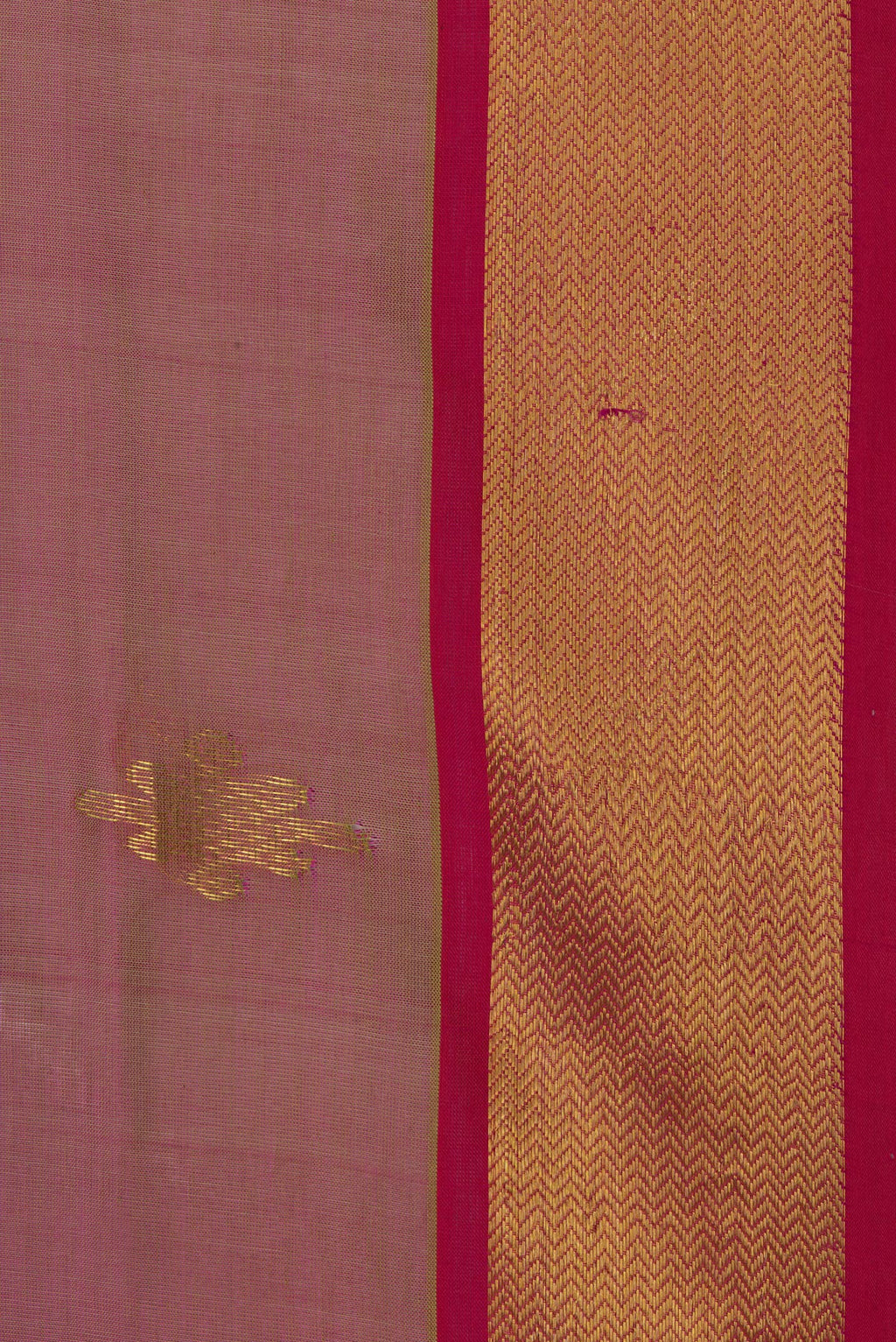 Border image of Green Silk Cotton Saree with Zari Butta on the body and Zari Border. 