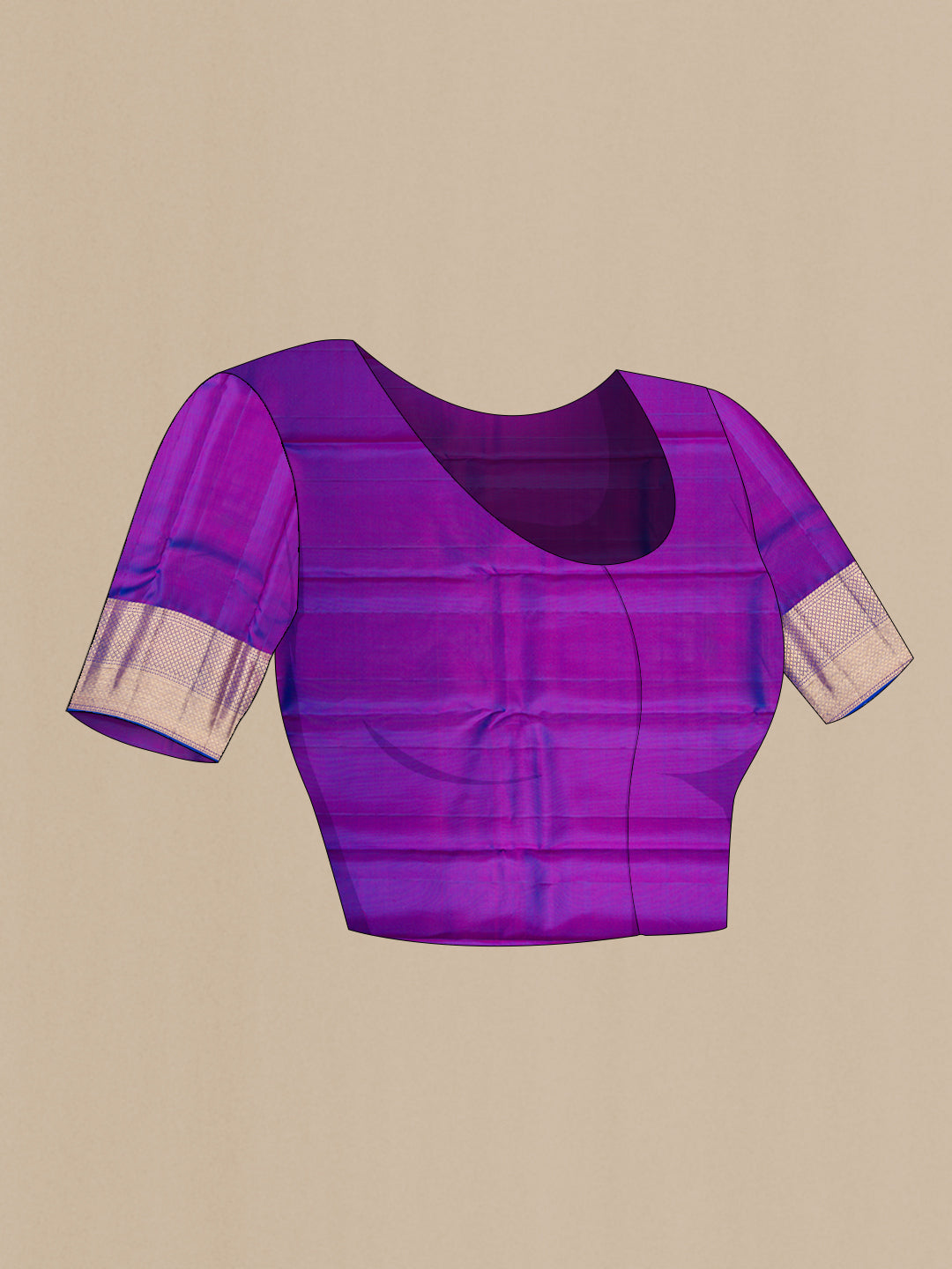 Close up image of the blouse of Pink Dual Tone Kanchipuram Silk Saree with Zari Brocade on the body and Fancy Border. 