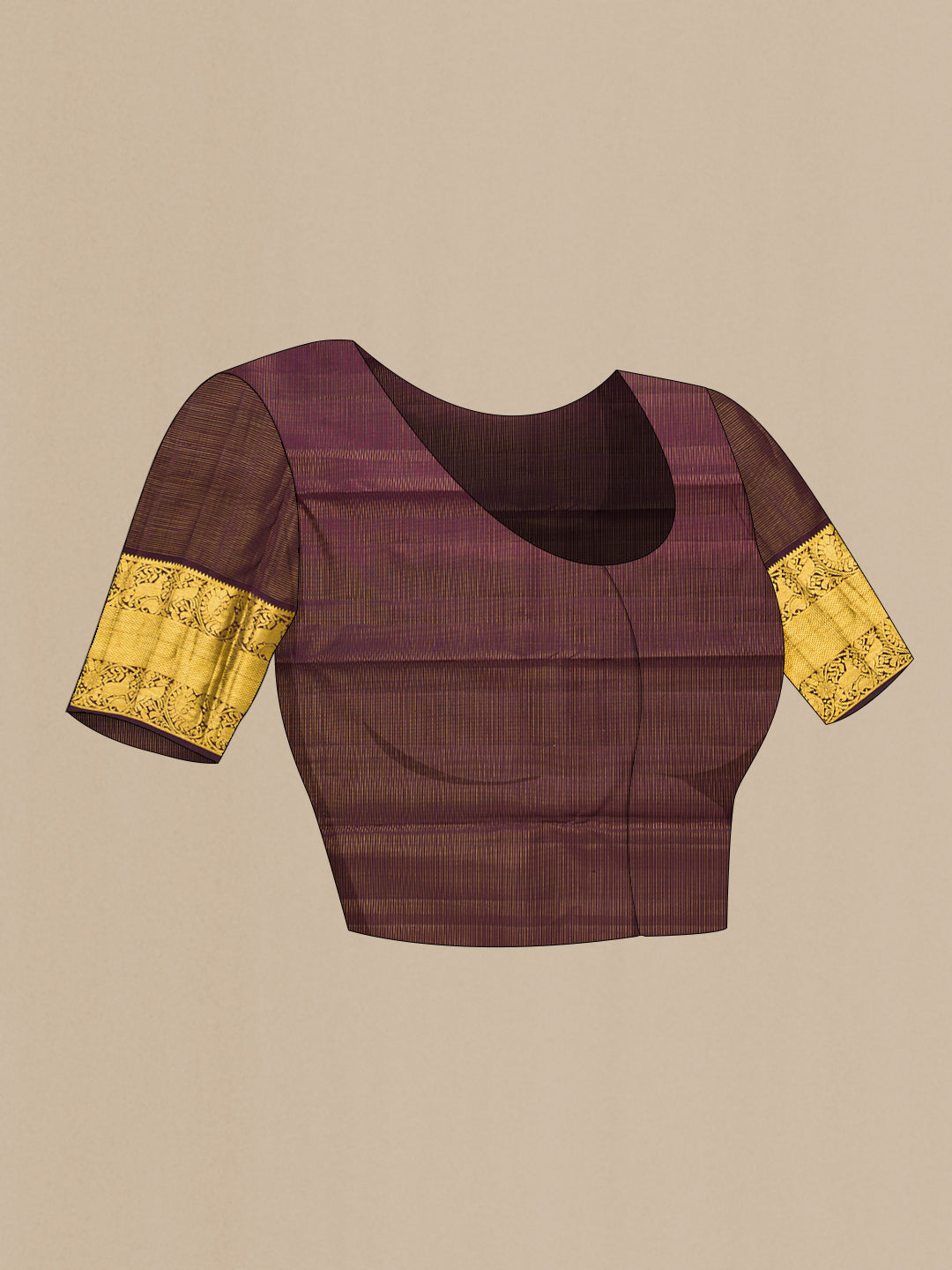 Close up image of the blouse of Green Dual Tone Kanchipuram Silk Saree with Checked design on the body and Fancy Border. 