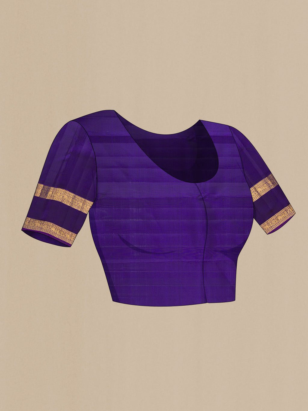 Close up image of the blouse of Multi Color Kanchipuram Silk Saree with Checked design on the body and Zari Border. 