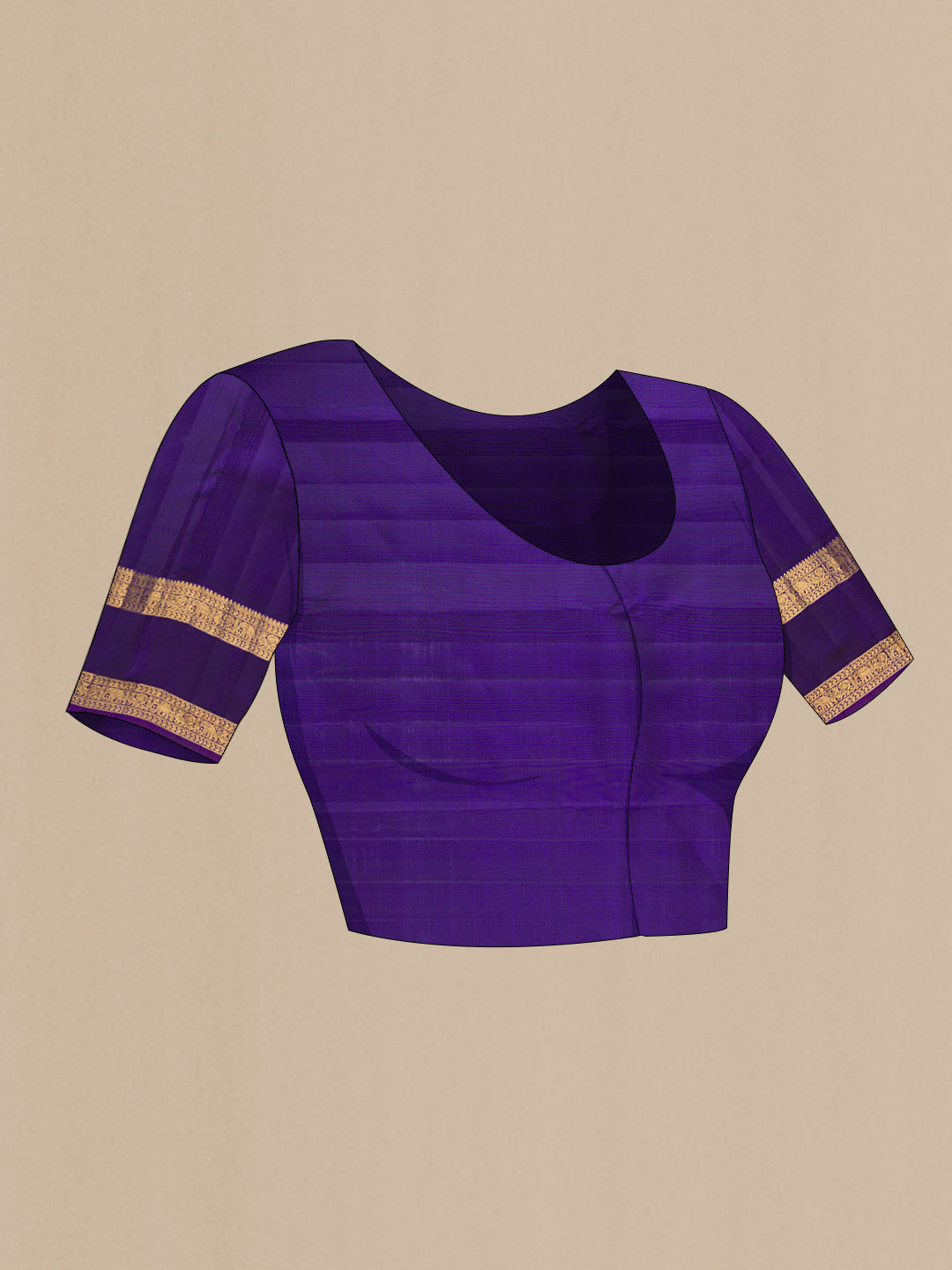 Close up image of the blouse of Multi Color Kanchipuram Silk Saree with Checked design on the body and Zari Border. 