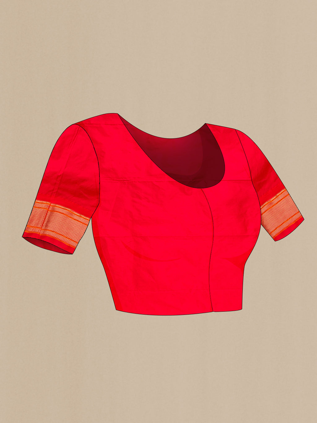 Close up image of the blouse of Bottle Green Paithani Silk Saree with Zari Butta on the body and Zari Border. 