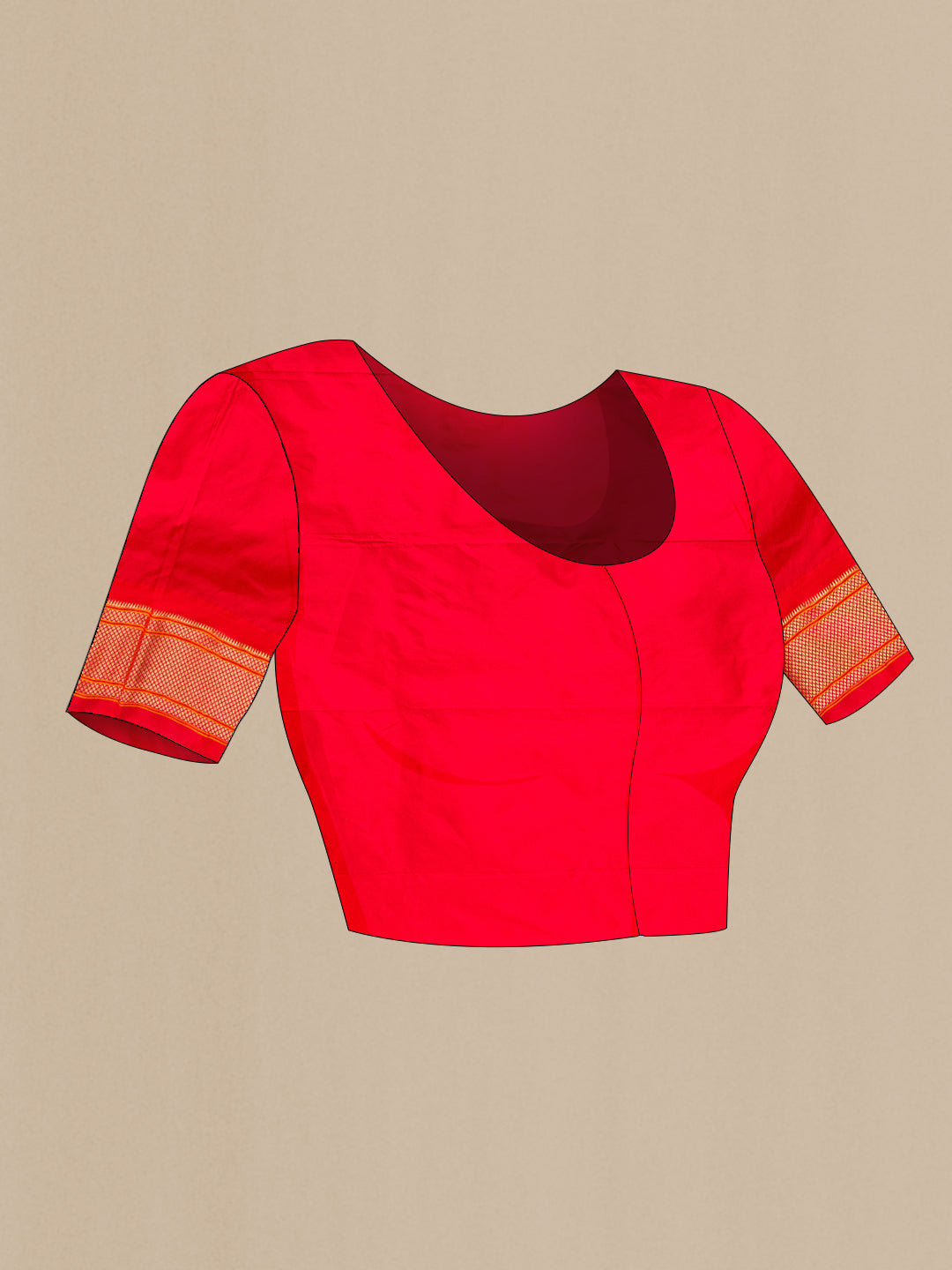 Close up image of the blouse of Bottle Green Paithani Silk Saree with Zari Butta on the body and Zari Border. 