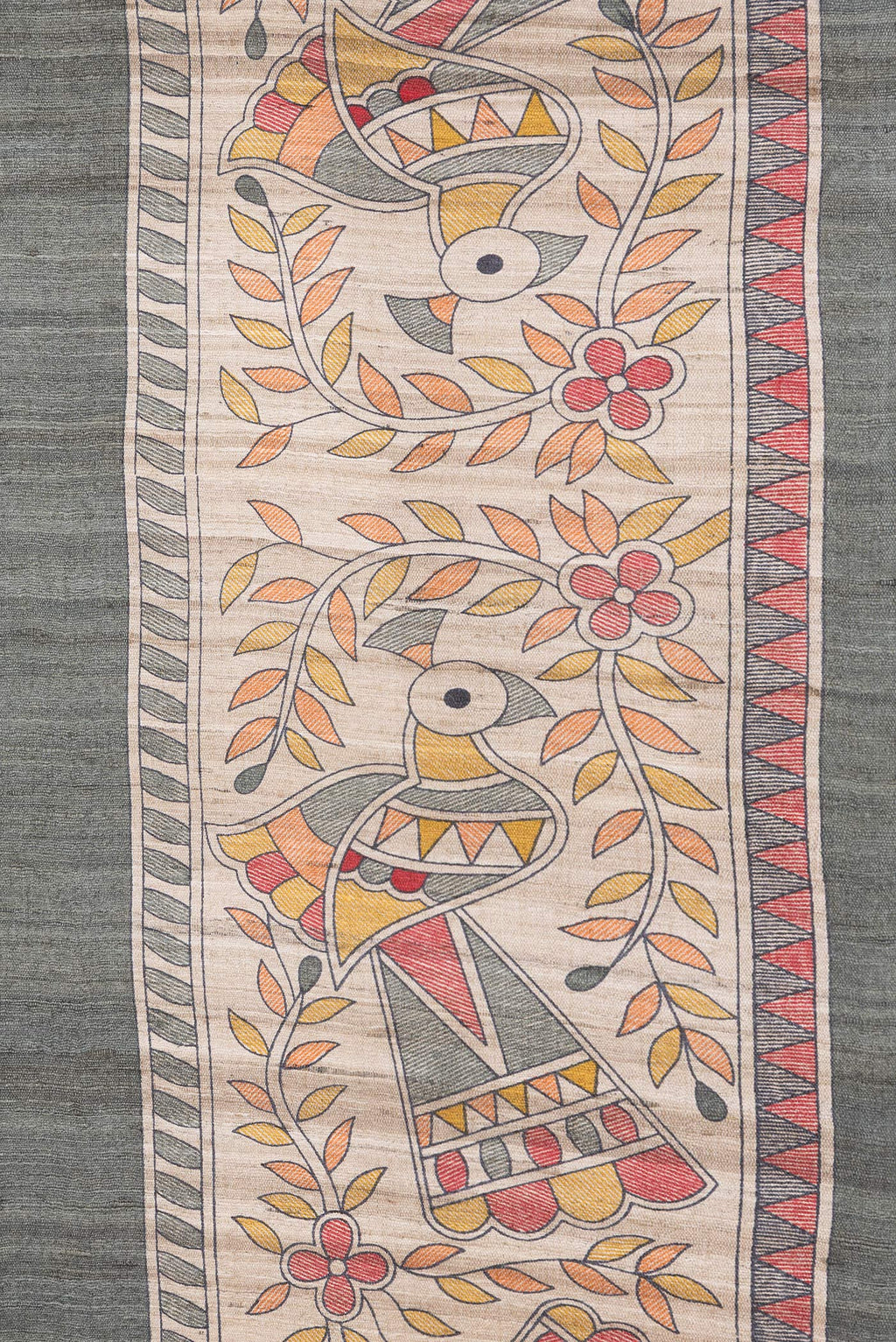 Border image of Bottle Green Dual Tone Tussar Silk Saree with Plain Body and Plain Border. 