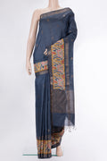 Grey Dual Tone Tussar Saree with Zari Butta on the body and Fancy Border.  displayed on a mannequin