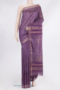 Purple Tussar Saree with Thread Butta on the body and Zari Border.  displayed on a mannequin