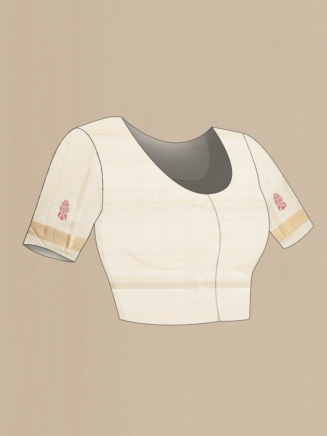 Close up image of the blouse of Multi Color Kanchipuram Silk Saree with Stripes on the body and Zari Border. 