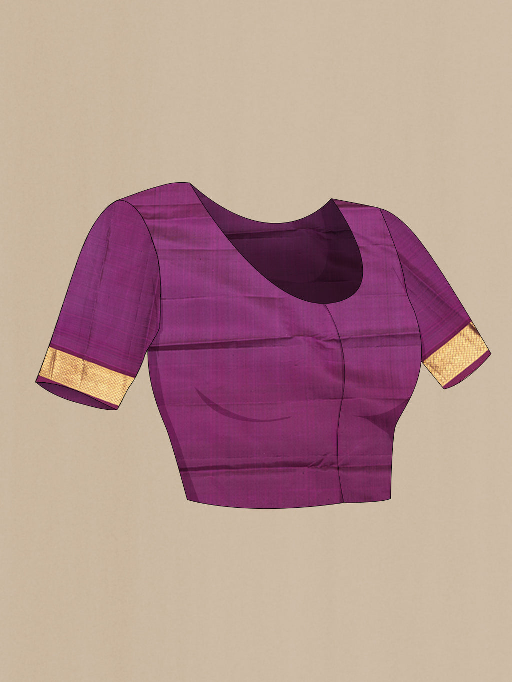 Close up image of the blouse of Black Kanchipuram Silk Saree with Plain Body and Zari Border. 