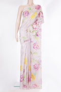Pure Silk Rose Gold Dual Tone Tussar Saree with Printed design on the body and Without Border.  displayed on a mannequin