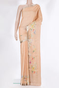 Pure Silk Peach Dual Tone Tussar Saree with Stripes on the body and Fancy Border.  displayed on a mannequin