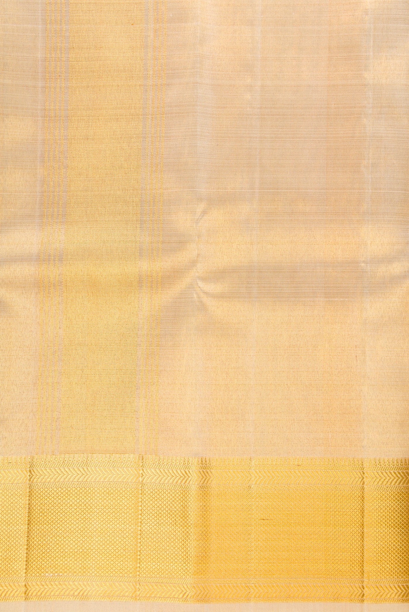 Gold Silk Dhoti With Angavastram (9X 5) Muzham with Plain Body and Zari Border