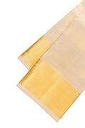 Gold Silk Dhoti With Angavastram (9X 5) Muzham with Plain Body and Zari Border