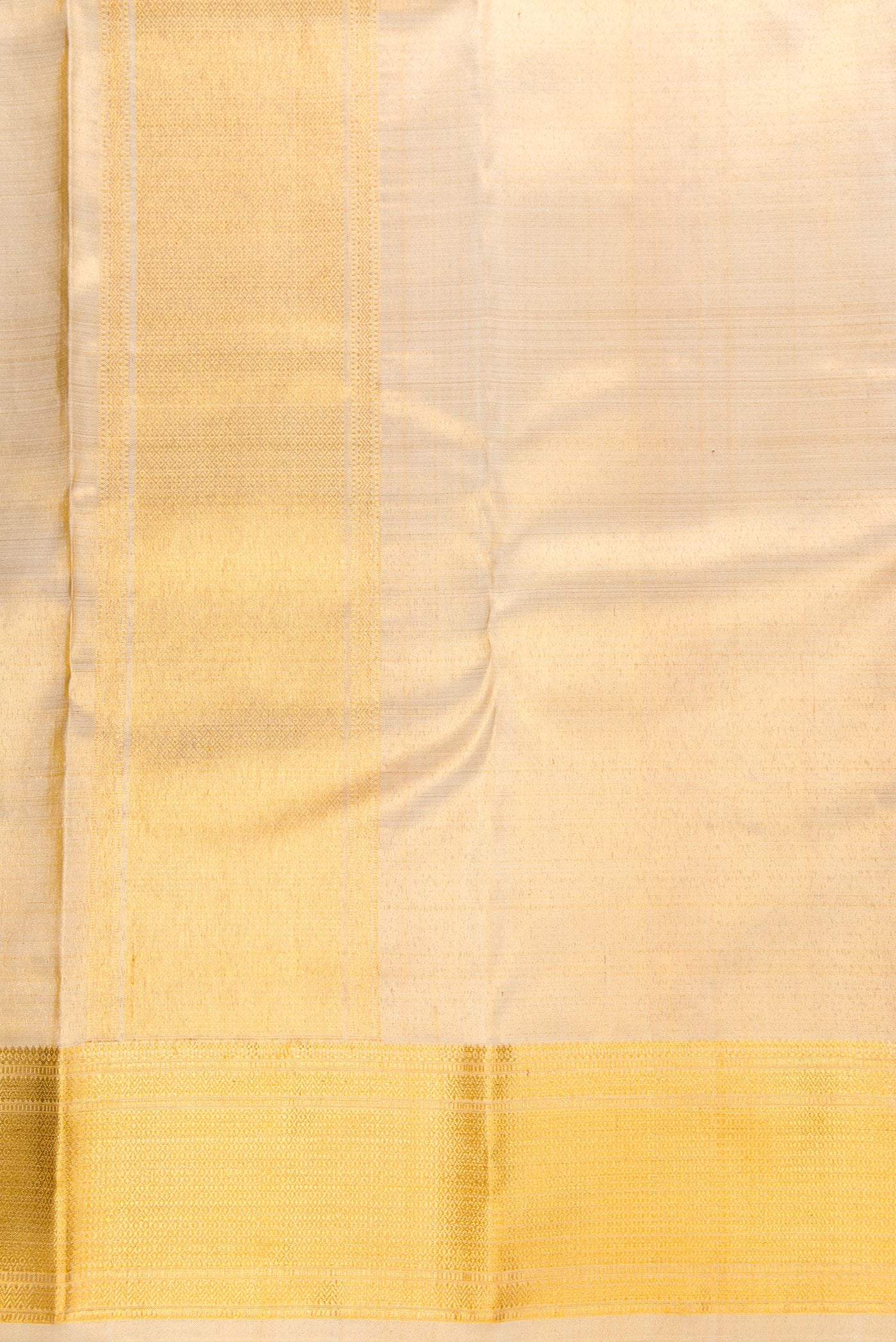 Gold Silk Dhoti With Angavastram (9X 5) Muzham with Plain Body and Zari Border