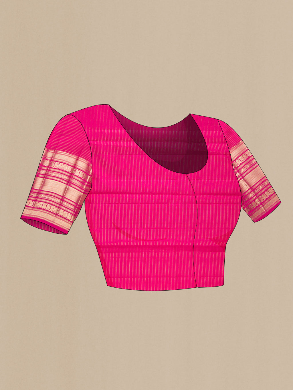 Close up image of the blouse of Bottle Green Kanchipuram Silk Saree with Checked design on the body and Zari Border. 